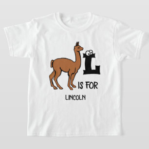 T-shirt monogramme personnalisé L est pour Llama adorable