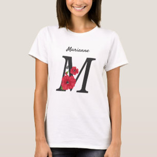 T-shirt monogramme personnalisé modifiable M texte fleur r