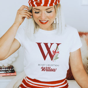 T-shirt Monogramme personnalisé Nom de Noël et initiale