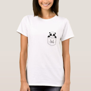 T-shirt Monogramme Personnalisé Panda Cute En Poche