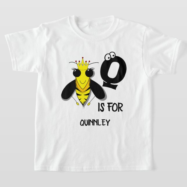 T-shirt monogramme personnalisé Q est pour les insectes mi (Poser)