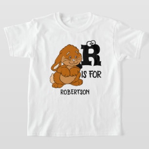 T-shirt monogramme personnalisé R est pour adorable lapin