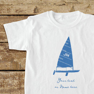 T-shirt Monogramme personnalisé Texte Voilier Course Bleu