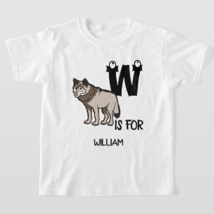 T-shirt monogramme personnalisé W est pour Wolf mignon ill