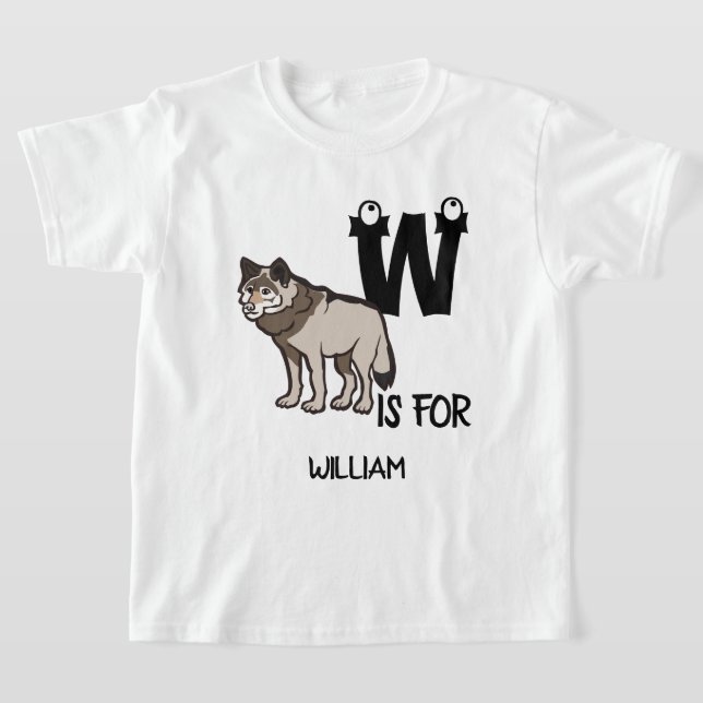 T-shirt monogramme personnalisé W est pour Wolf mignon ill (Poser)