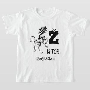 T-shirt monogramme personnalisé Z est pour zèbre mignon an