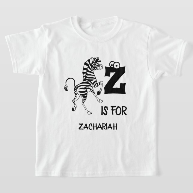 T-shirt monogramme personnalisé Z est pour zèbre mignon an (Poser)