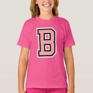 T-shirt Monogramme rose noir blanc collège initial B