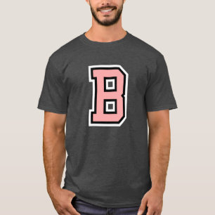 T-shirt Monogramme rose noir blanc collège initial B
