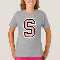 Monogramme rose noir blanc Collège initial S T-Shi