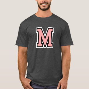 T-shirt Monogramme Rose Noir Blanc Initiale Universitaire 