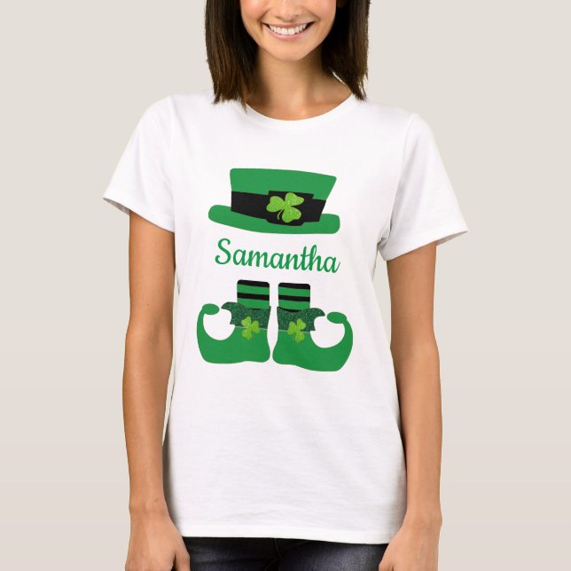 T-shirt Monogramme Saint-Patrick Jour Irlandais Leprechaun (Devant)