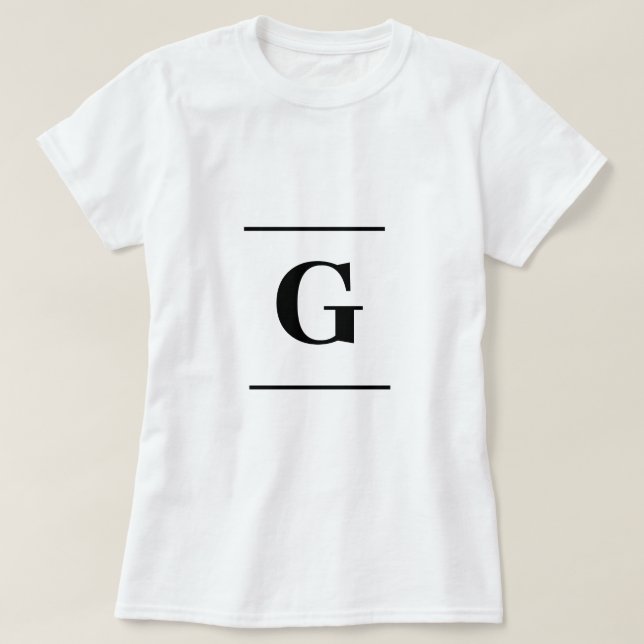 T-shirt Monogramme simple blanc minimaliste (Design devant)