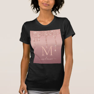 T-shirt Monogramme Votre nom Rose Gold Blush Parties scint
