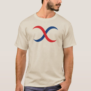 T-shirt Monogramme X en lettres rouges et bleues moderne e