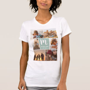 T-shirt Monographie de famille cool vert 6 photo collage g