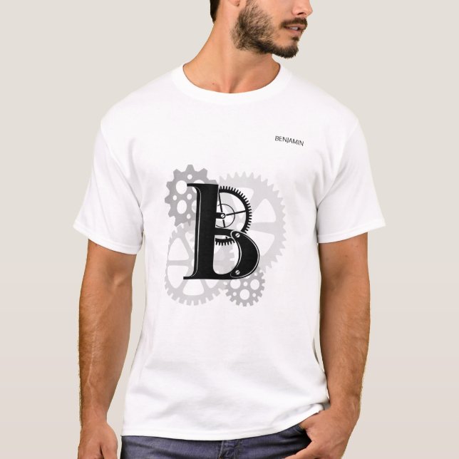T-shirt Monographie mécanique personnalisable. "B" initial (Devant)