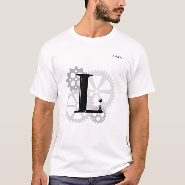T-shirt Monographie mécanique personnalisable. "L" initial (Devant)