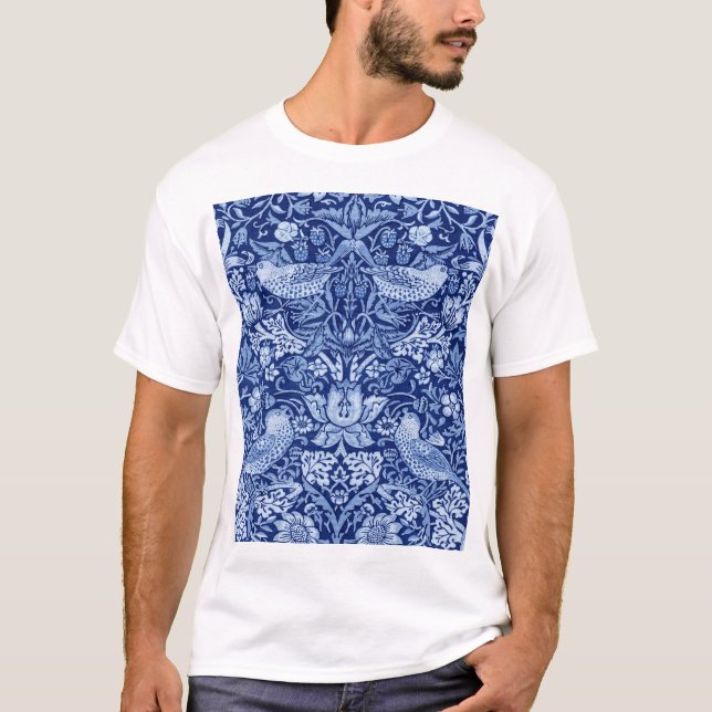 T-shirt Monotone bleu de fraises Thief, William Morris (Devant)