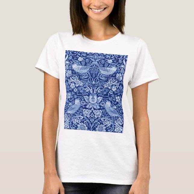 T-shirt Monotone bleu de fraises Thief, William Morris (Devant)