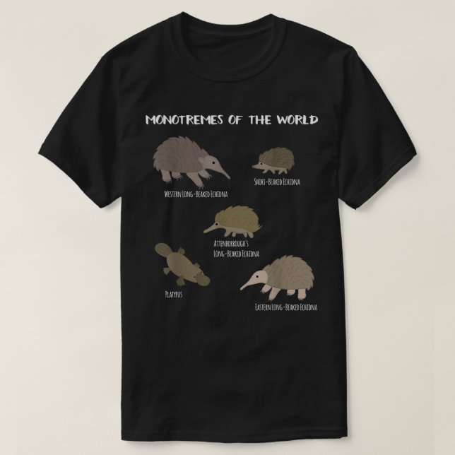 T-shirt Monotremes Du Monde Echidna Platypus Fonds Cadeau (Design devant)