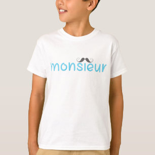T-shirt MONSIEUR Fun French Citation & Moustache - Bleu -