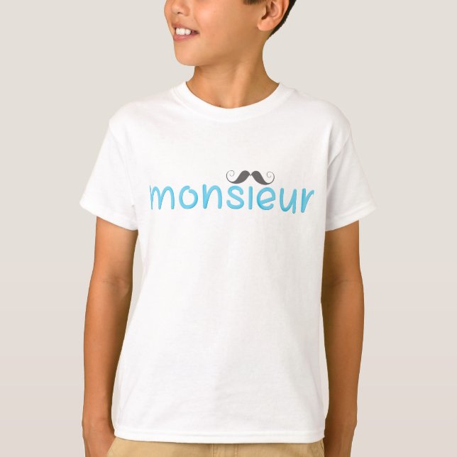 T-shirt MONSIEUR Fun French Citation & Moustache - Bleu - (Devant)