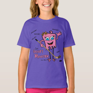 T-shirt Monster de hockey rose