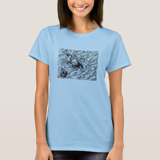 T-shirt Monster de la mer Arctique et voilier (Devant)