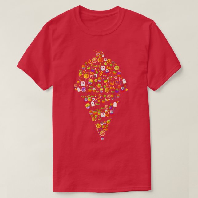 T-shirt Monster éffrayant crème glacée Ghost Citrouille Ey (Design devant)