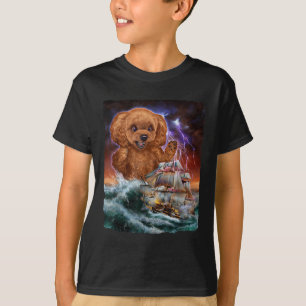 T-shirt Monster Poodle Dog Comme Kraken Attaque Un Bateau 