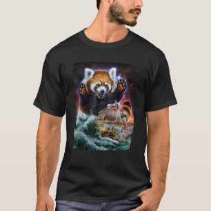 T-shirt Monster Red Panda en Kraken Attaque un navire de g