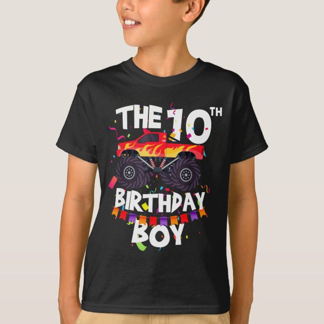 T-shirt Monster Truck 10th Birthday Boy Funny 10 Years Old (Devant)