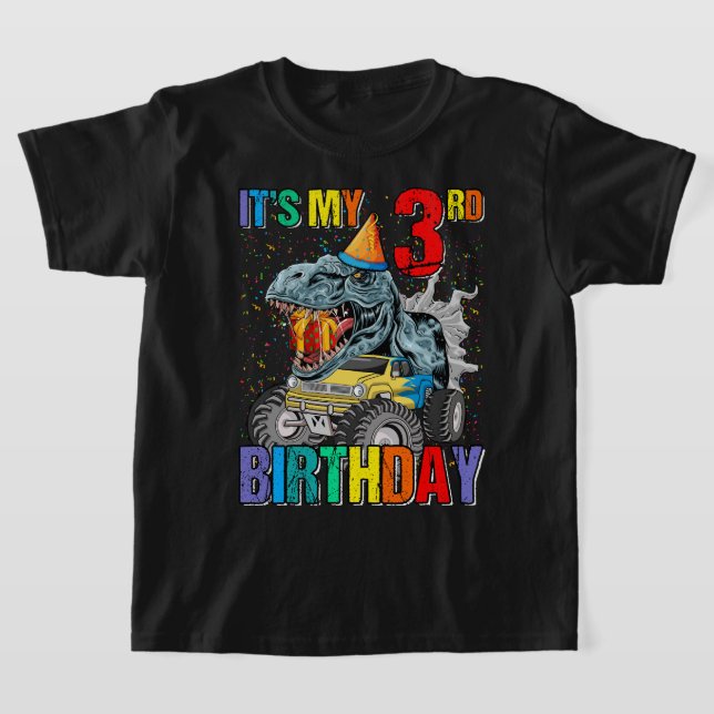 T-shirt Monster Truck 3 ans Tee 3e anniversaire Boy Mons (Poser)