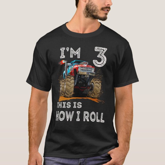T-shirt Monster Truck 3e anniversaire Je suis 3 Voici comm (Devant)