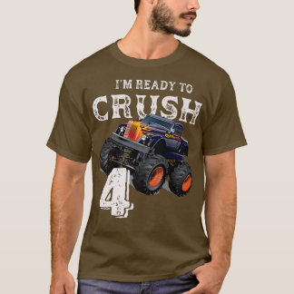 T-shirt Monster Truck 4th Birthday Gift Boys Je suis prêt 