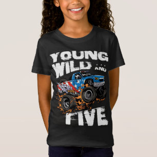 T-Shirt Monster Truck 5e Anniversaire Boy Party - Jeune, S