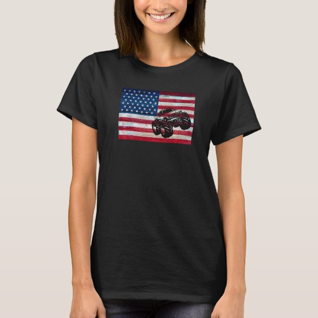 T-shirt Monster Truck American Flag Racing Usa Patriotic (Devant)