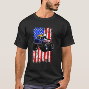 T-shirt Monster Truck American Flag Racing Usa Patriotic B