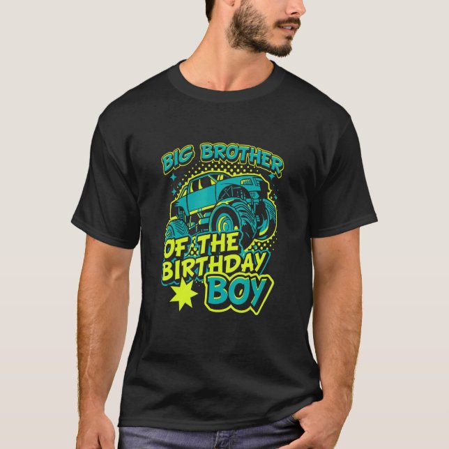 T-shirt Monster Truck Big Brother Du Garçon D'Anniversaire (Devant)