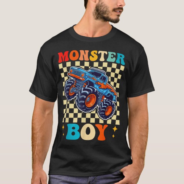 T-shirt Monster Truck Boy Family Matching Monster Trucks B (Devant)