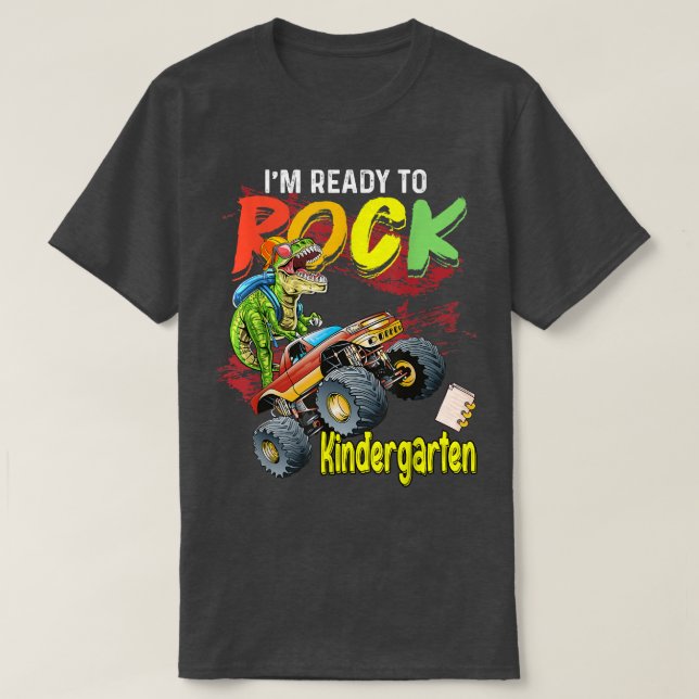 T-shirt Monster Truck Dinosaur Garçons Je suis prêt à Rock (Design devant)
