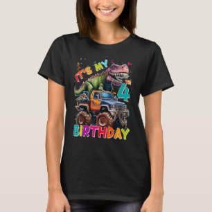 T-shirt Monster Truck Dinosaur Rex 4e anniversaire 4 ans