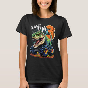 T-shirt Monster Truck Dinosaur T-Rex 3e anniversaire garço