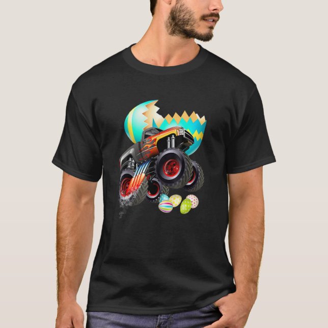 T-shirt Monster Truck Eggs Pâques Egg Chasse Garçons Enfan (Devant)