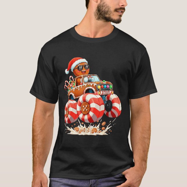 T-shirt Monster Truck Gingerbread Man Christmas  (Devant)