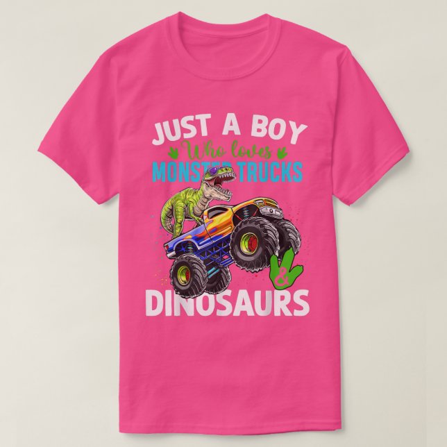 T-shirt Monster Truck Lover Boy Dinosaure Drôle Sur La Tru (Design devant)