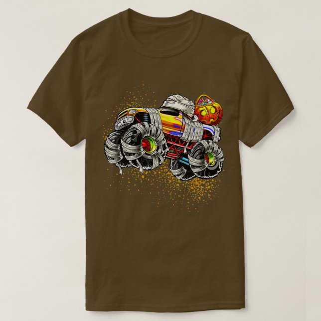 T-shirt Monster Truck Mummy Halloween Citrouille TrickOrTr (Design devant)