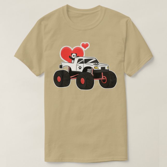 T-shirt Monster Truck Muscle Car Extraordinaire Panda 2 (Design devant)