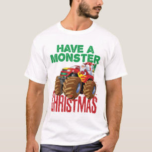T-shirt Monster Truck Noël Santa Claus Garçons Enfants